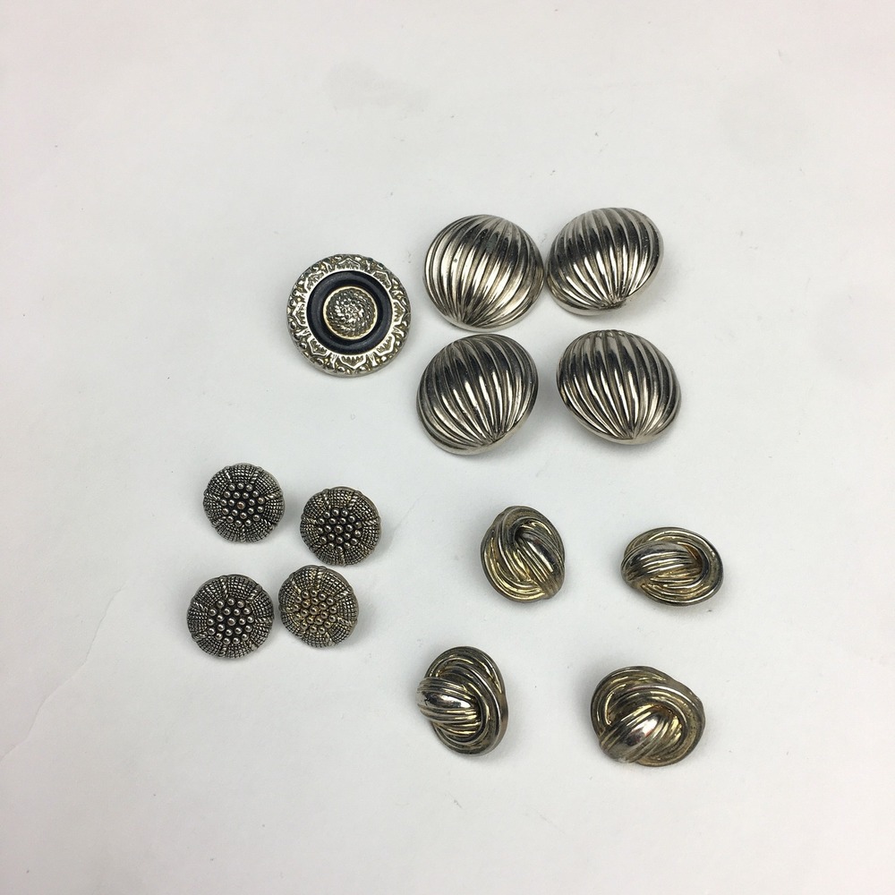 Lot of‎ 13 Mixed Dark Silver Toned Eccentric Design Shank Buttons Vintage READ